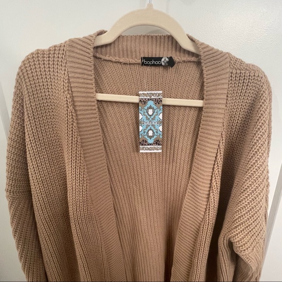 NWT Boohoo Plus Chunky Oversized Cardigan Tan Camel - Picture 5 of 5